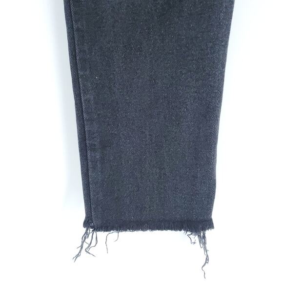 Pull & Bear Womens High Rise Black Destroyed Skinny Jean Raw Hemline 5 Pocket| 6 - Picture 11 of 11